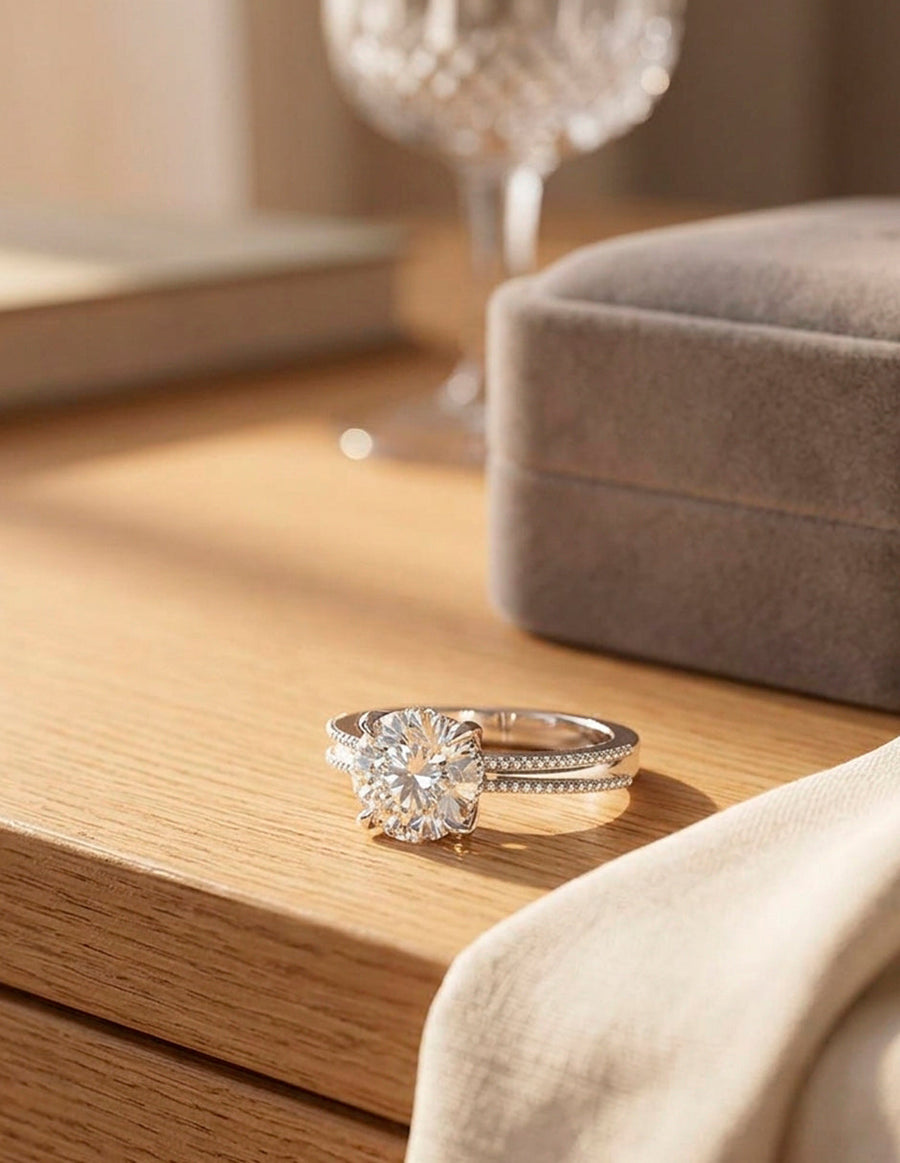Anillo de Compromiso - solitario - AMORE59-RD-CZ