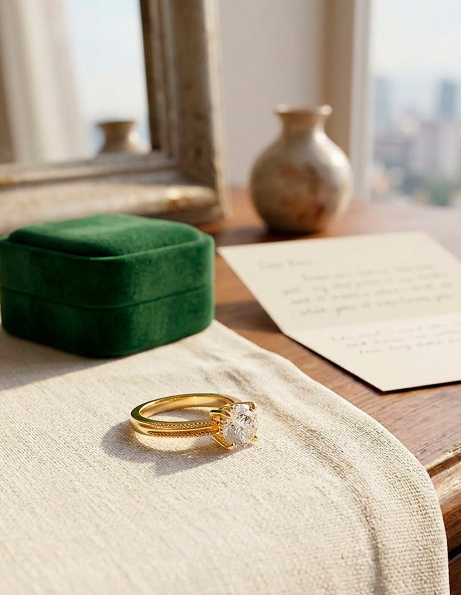 Anillo de Compromiso - solitario - AMORE59-RD-CZ