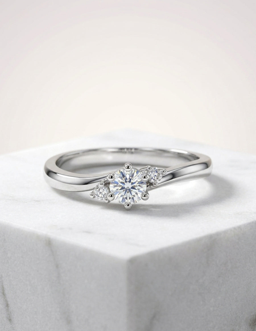Anillo de Compromiso - piedras laterales - AMORE590-RD-CZ