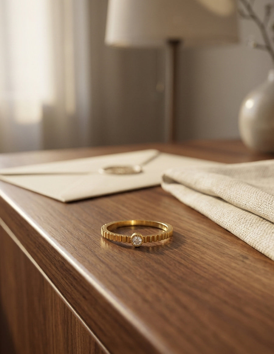 Anillo de Compromiso - solitario - AMORE592-RD-CZ