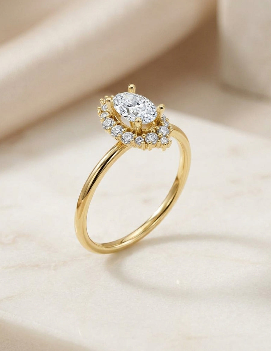 Anillo de Compromiso - halo - AMORE593-OV-CZ