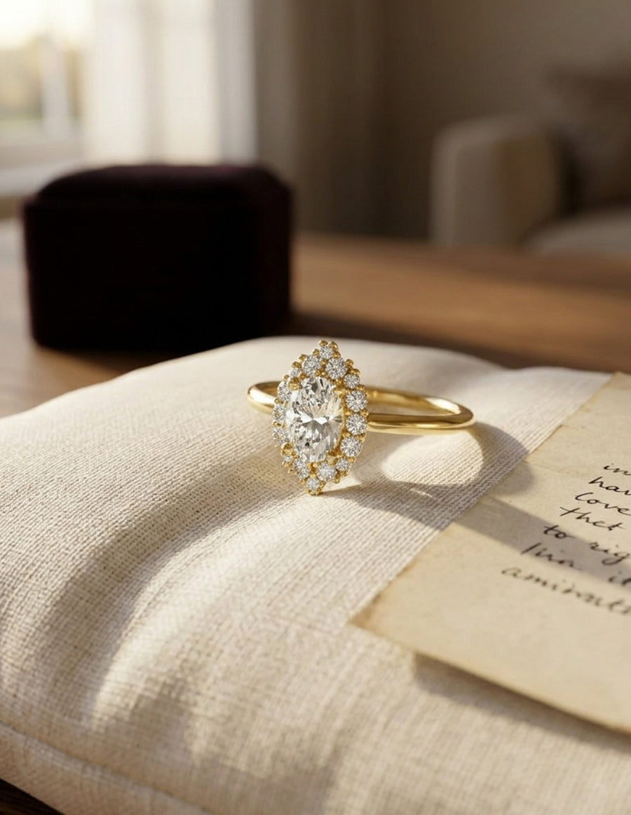 Anillo de Compromiso - halo - AMORE593-OV-CZ