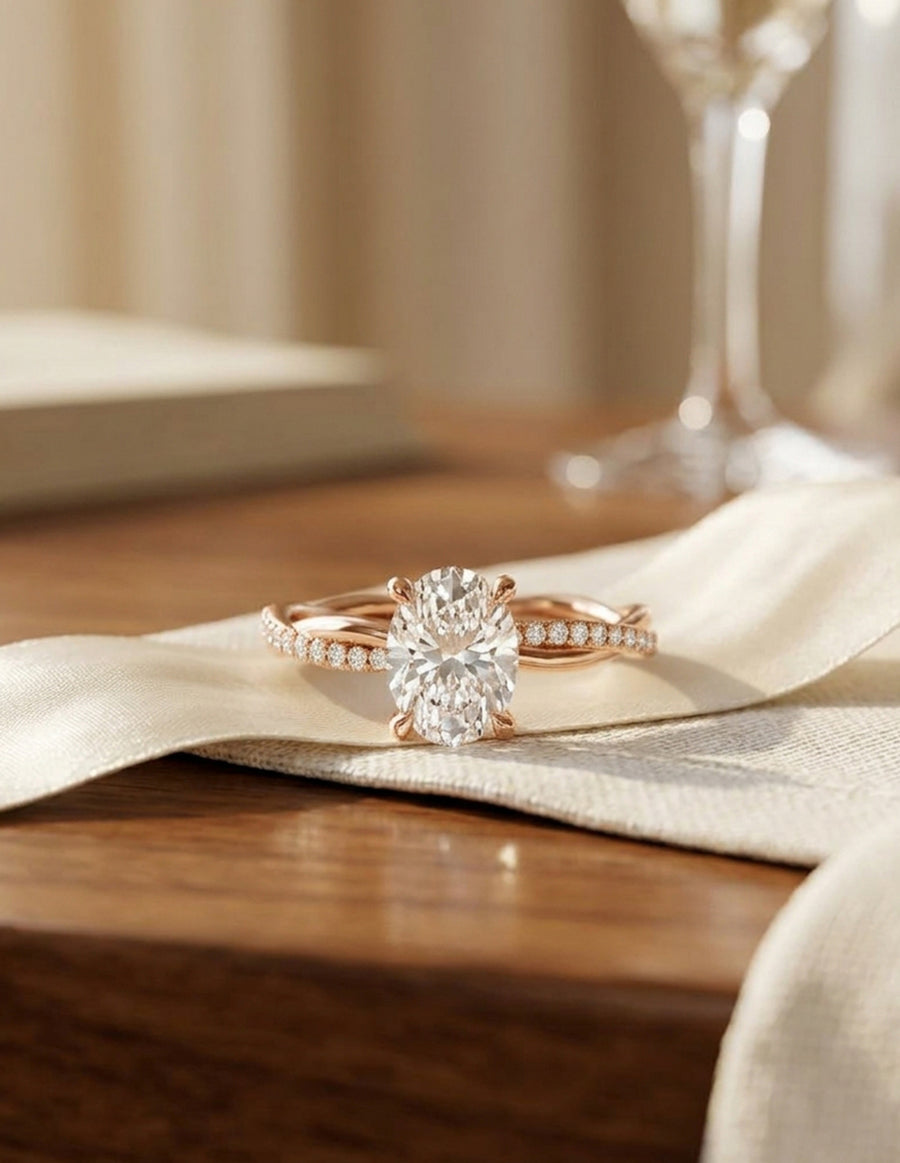 Anillo de Compromiso - pavé - AMORE595-OV-CZ