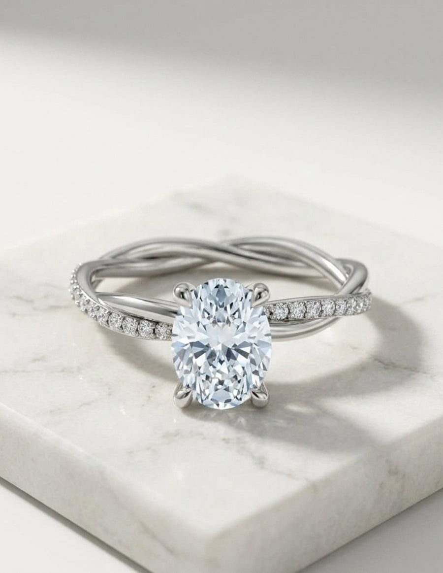 Anillo de Compromiso - pavé - AMORE595-OV-CZ