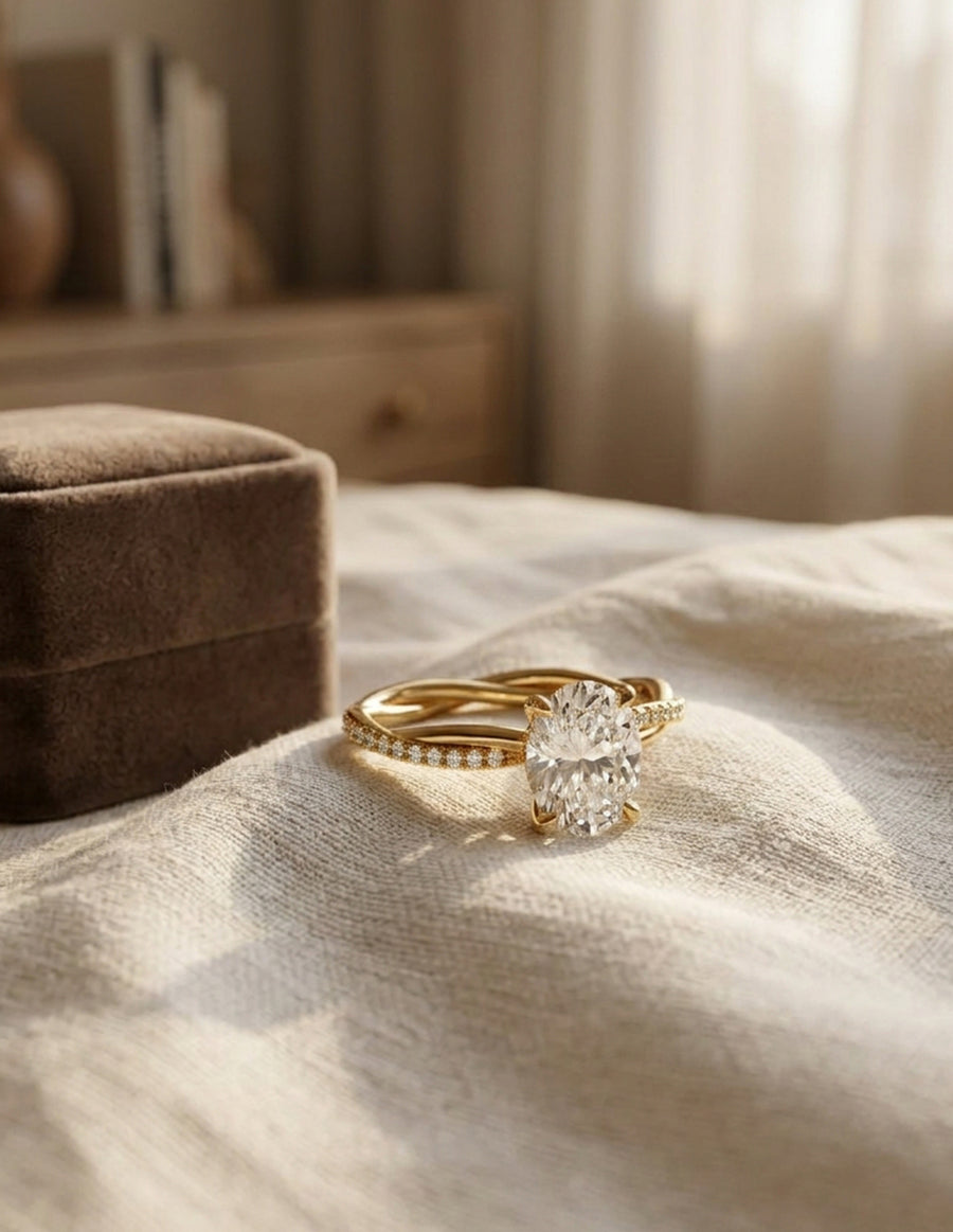 Anillo de Compromiso - pavé - AMORE595-OV-CZ