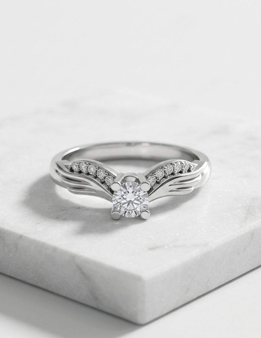 Anillo de Compromiso - piedras laterales - AMORE600-RD-CZ