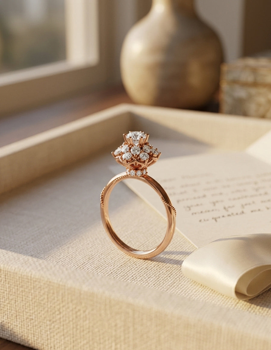 Anillo de Compromiso - halo - AMORE601-RD-CZ