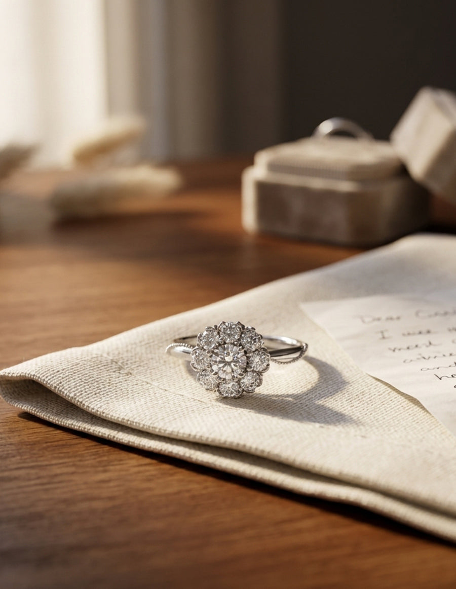 Anillo de Compromiso - halo - AMORE601-RD-CZ