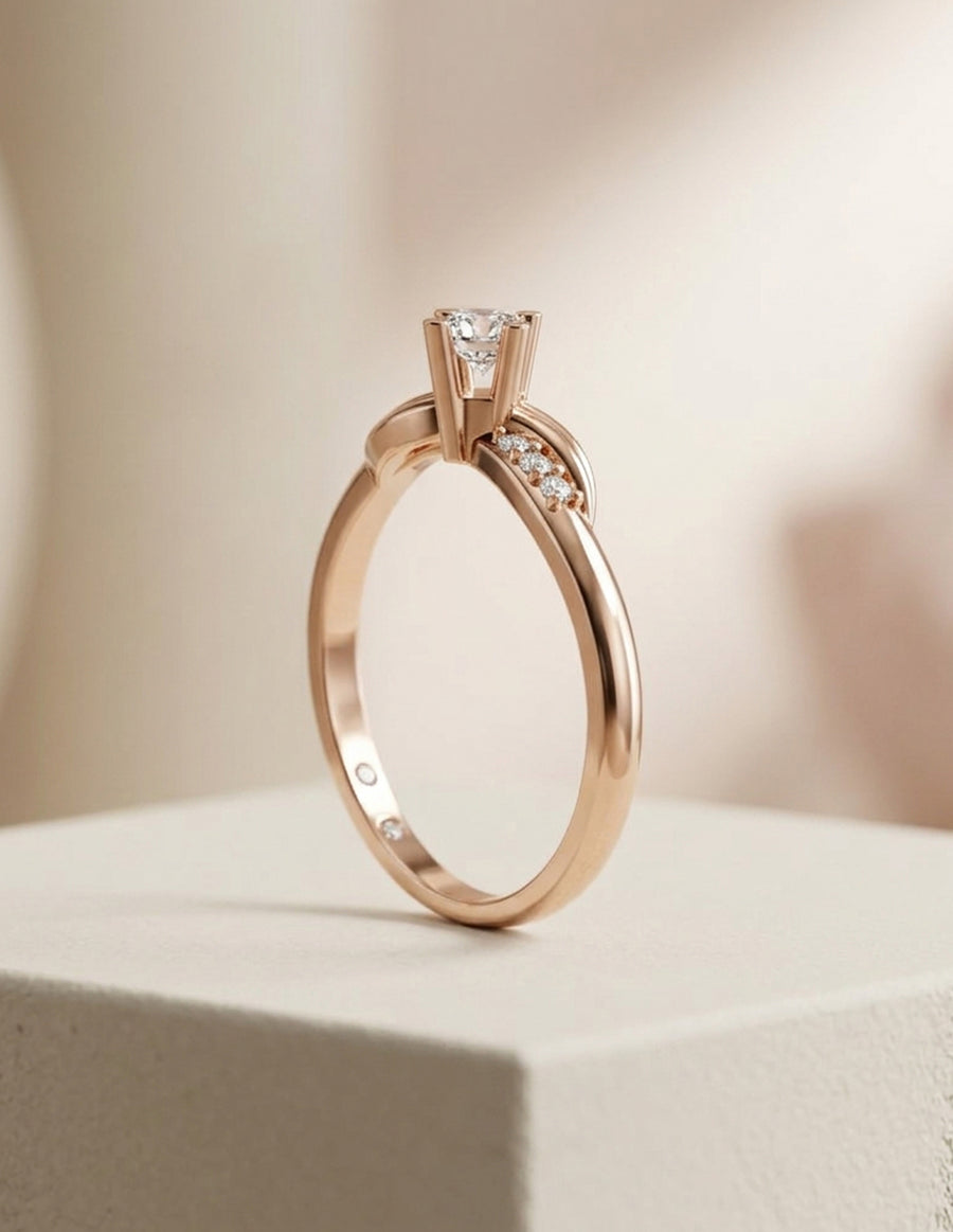 Anillo de Compromiso - piedras laterales - AMORE602-RD-CZ
