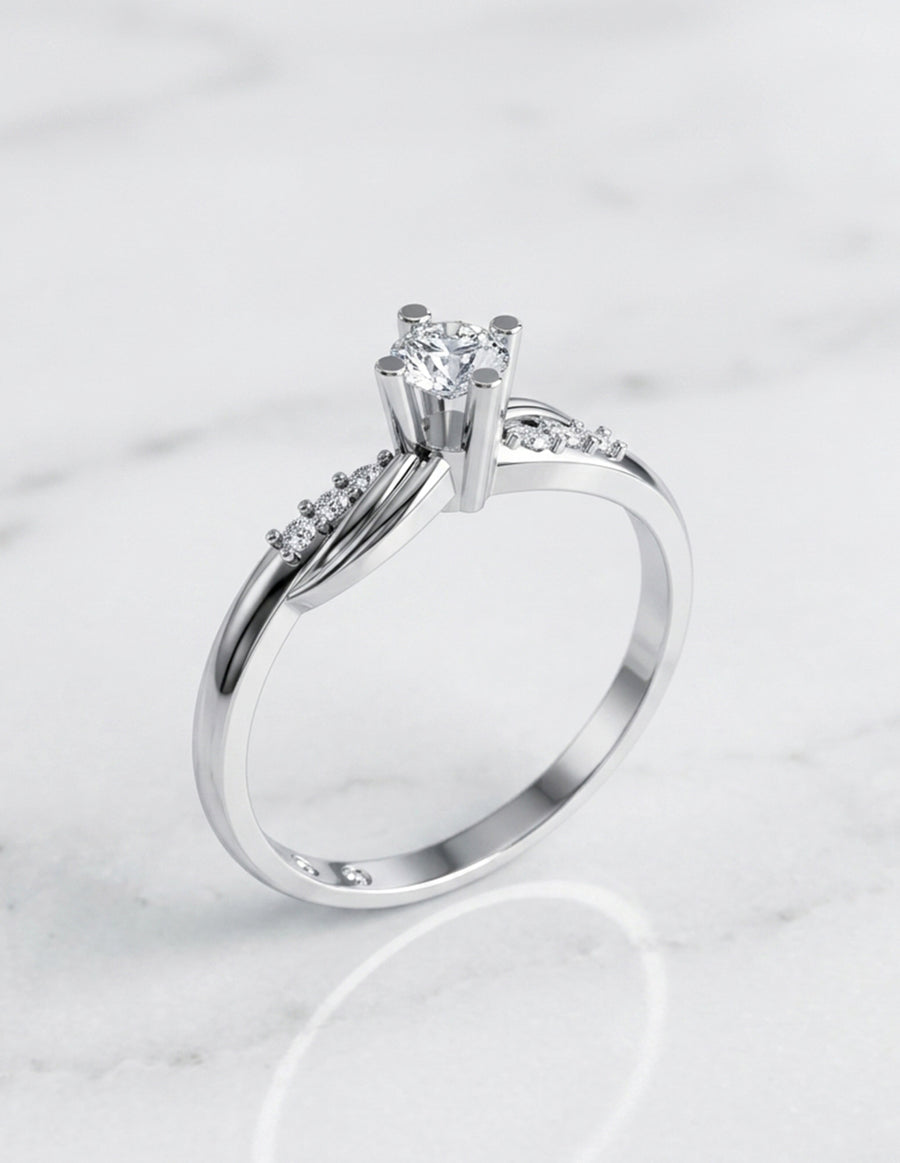 Anillo de Compromiso - piedras laterales - AMORE602-RD-CZ