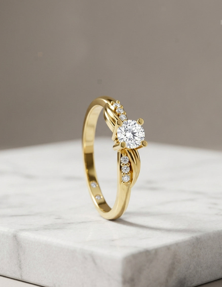 Anillo de Compromiso - piedras laterales - AMORE602-RD-CZ