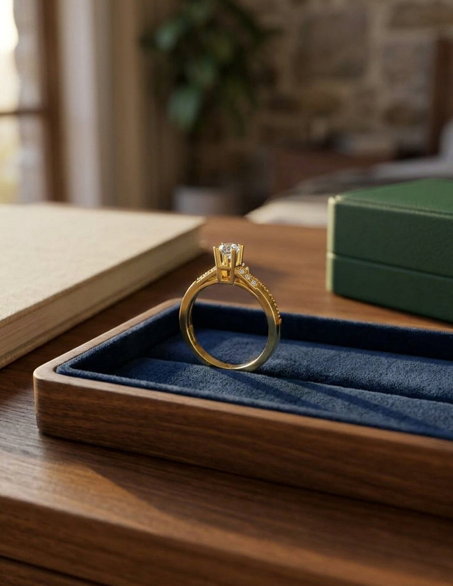 Anillo de Compromiso - piedras laterales - AMORE603-RD-CZ