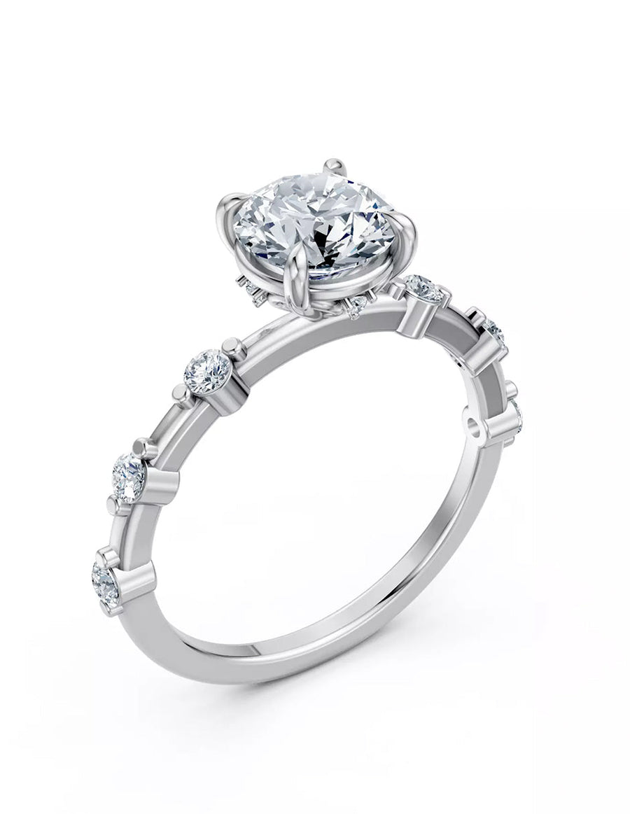 Anillo de Compromiso - piedras laterales - AMORE604-RD-CZ