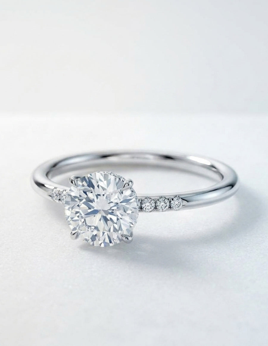 Anillo de Compromiso - piedras laterales - AMORE605-RD-CZ