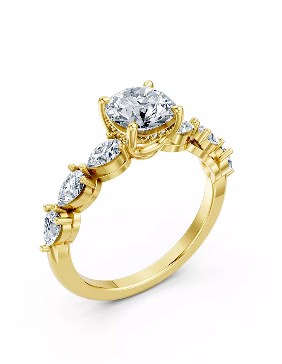 Anillo de Compromiso - piedras laterales - AMORE606-RD-CZ