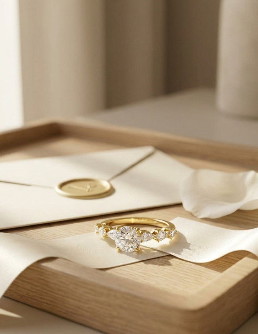 Anillo de Compromiso - piedras laterales - AMORE606-RD-CZ