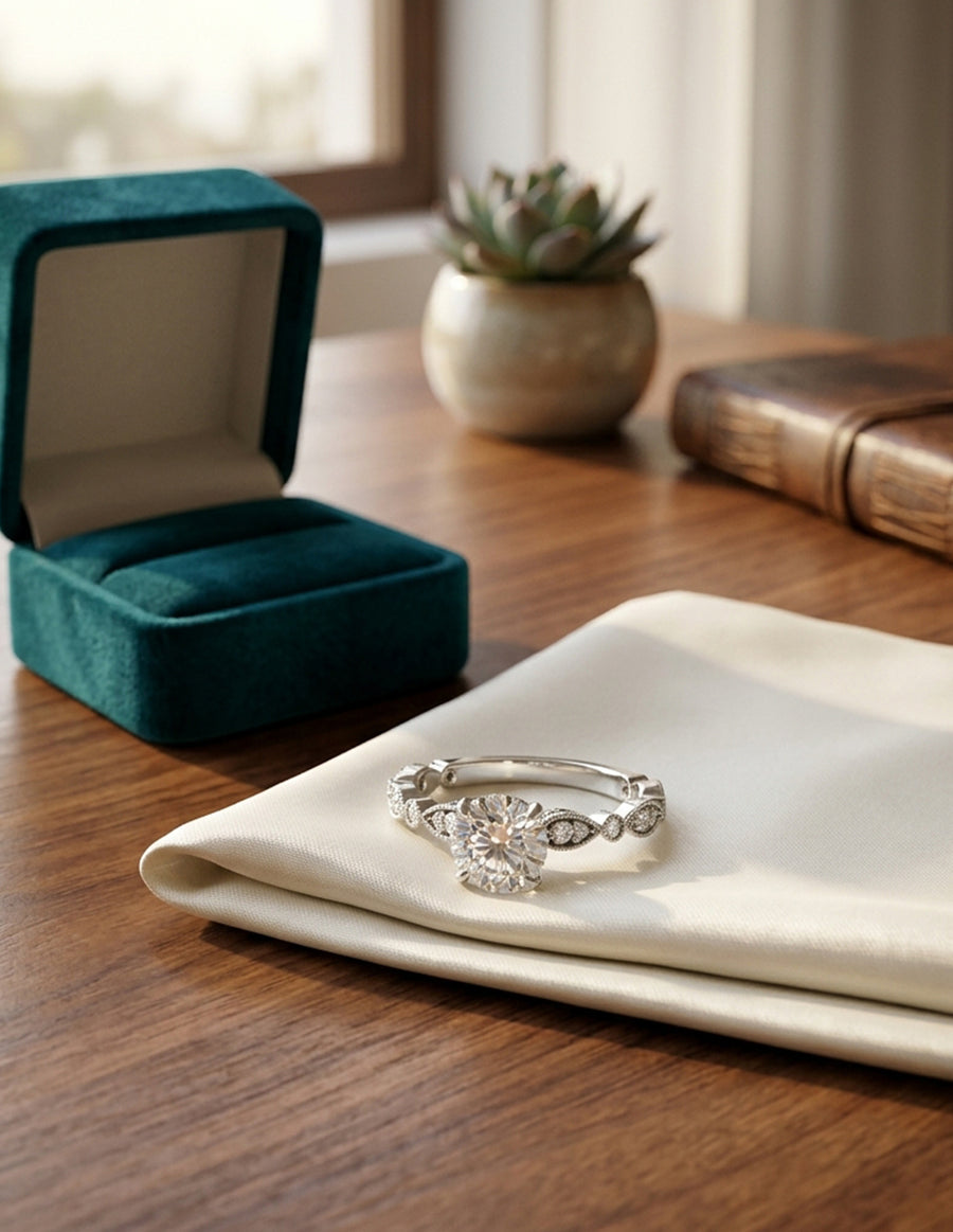 Anillo de Compromiso - piedras laterales - AMORE607-RD-CZ