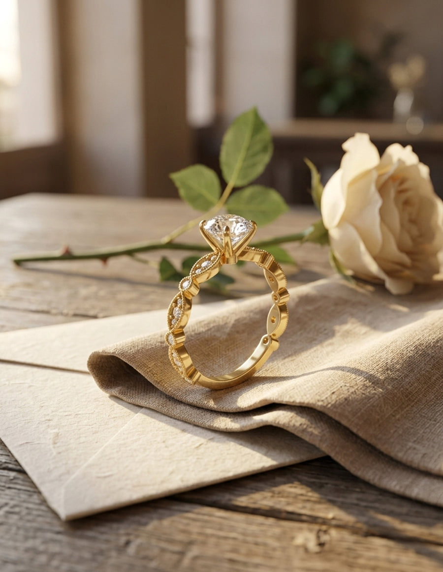 Anillo de Compromiso - piedras laterales - AMORE607-RD-CZ