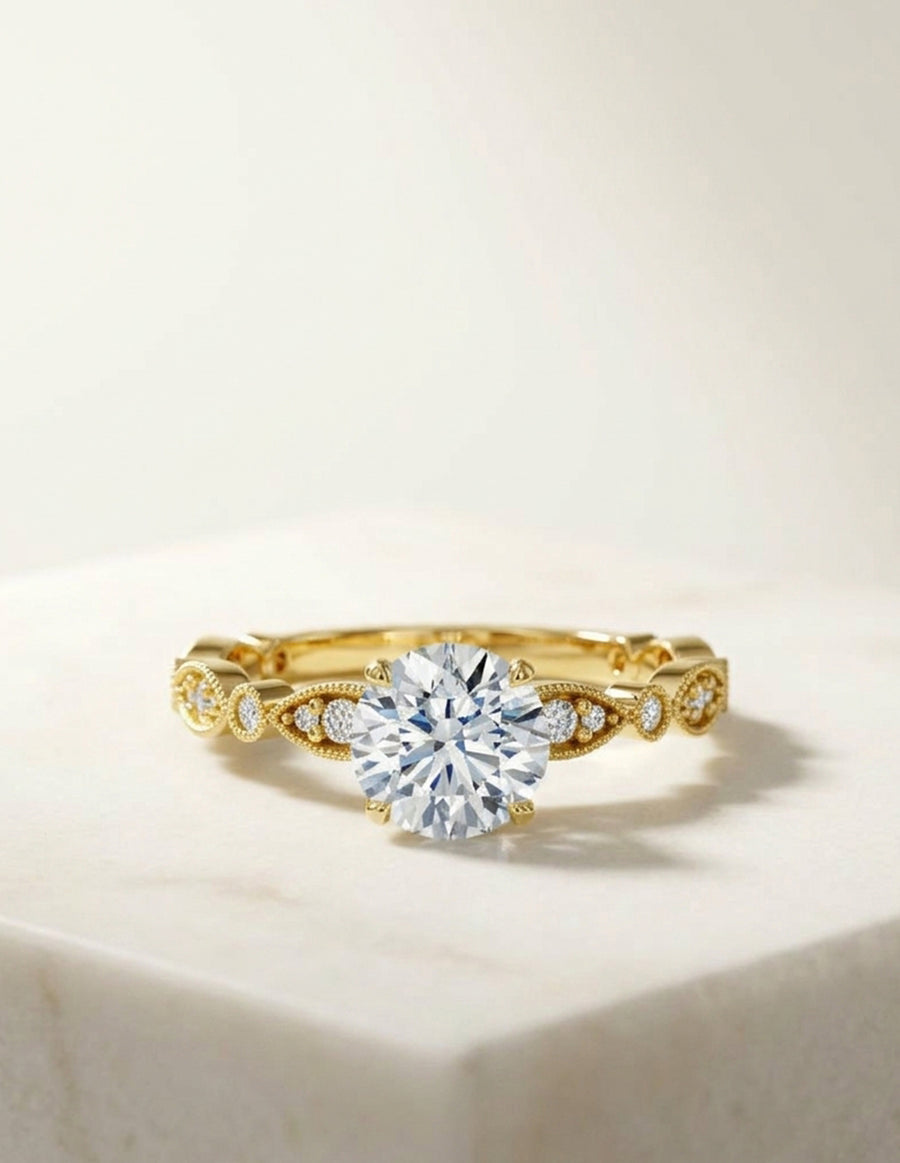 Anillo de Compromiso - piedras laterales - AMORE607-RD-CZ