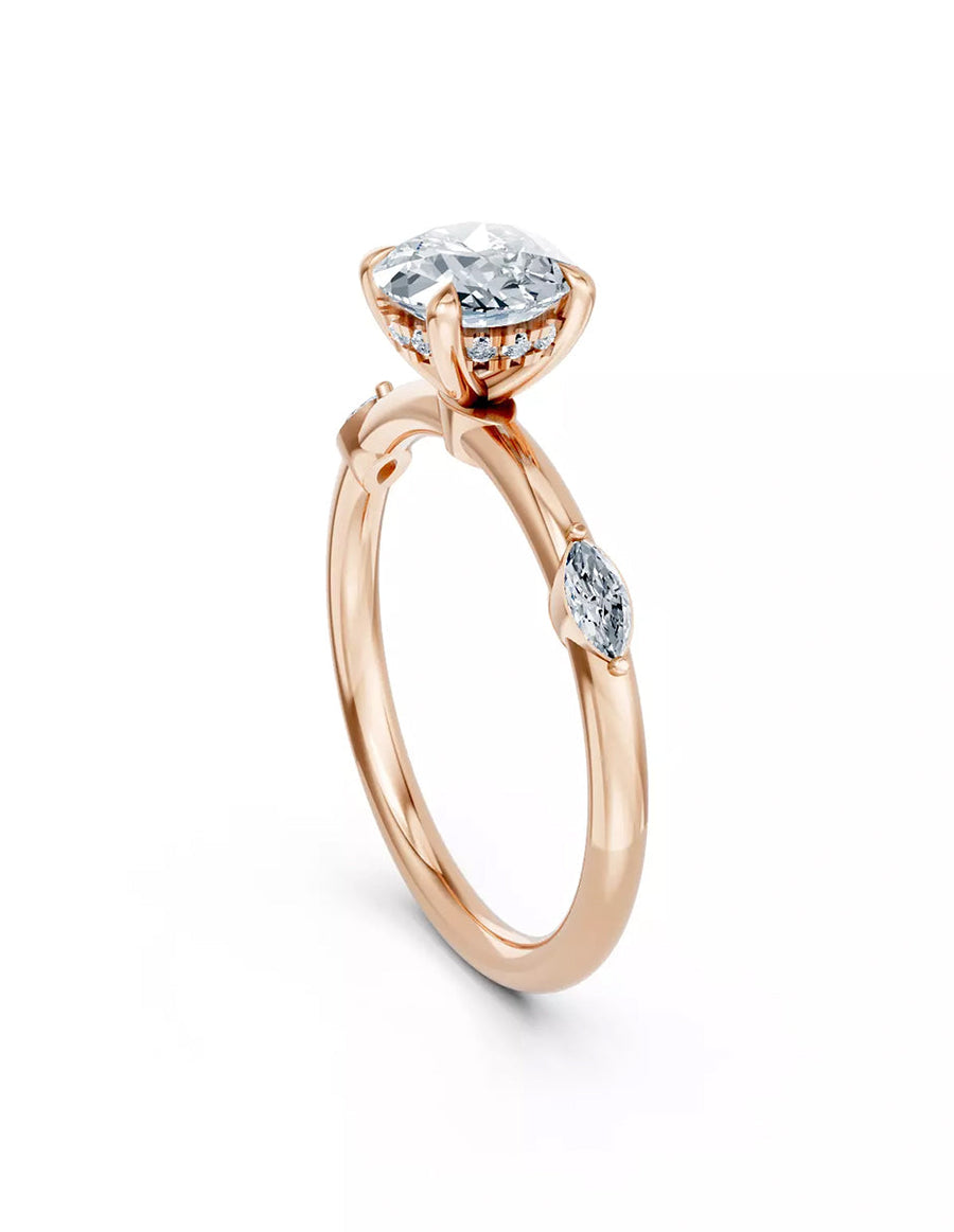 Anillo de Compromiso - piedras laterales - AMORE609-RD-CZ