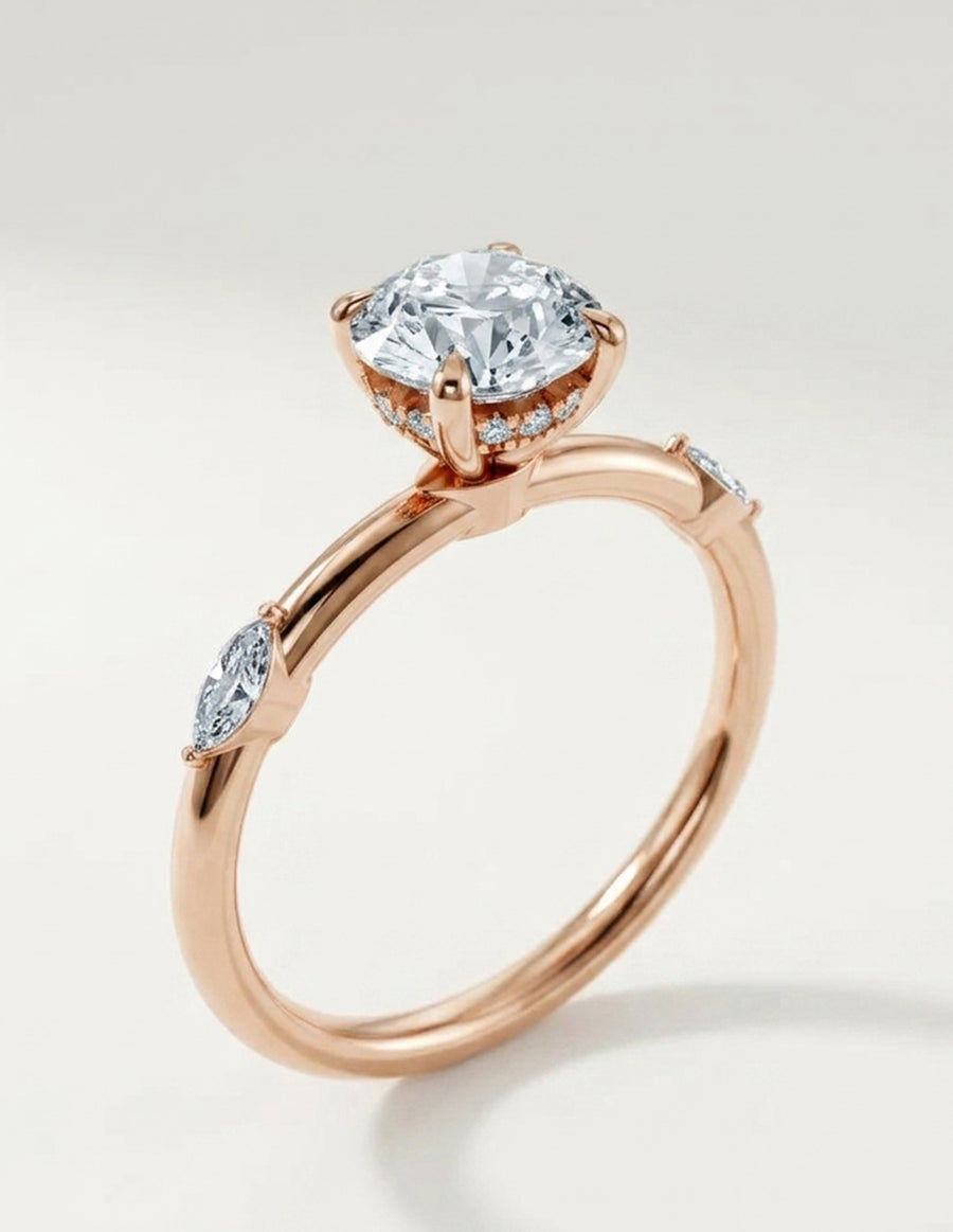 Anillo de Compromiso - piedras laterales - AMORE609-RD-CZ