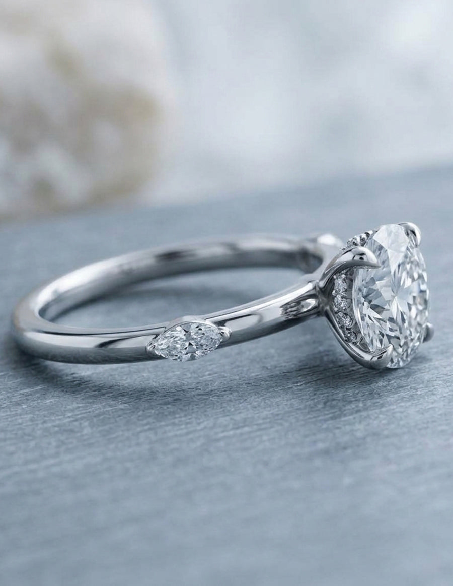 Anillo de Compromiso - piedras laterales - AMORE609-RD-CZ