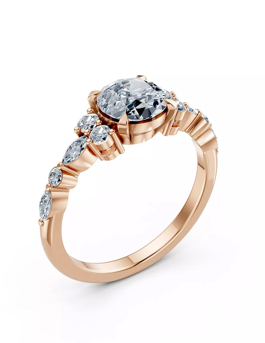 Anillo de Compromiso - piedras laterales - AMORE610-RD-CZ