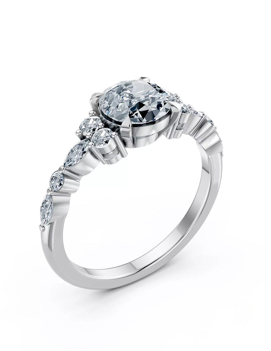 Anillo de Compromiso - piedras laterales - AMORE610-RD-CZ