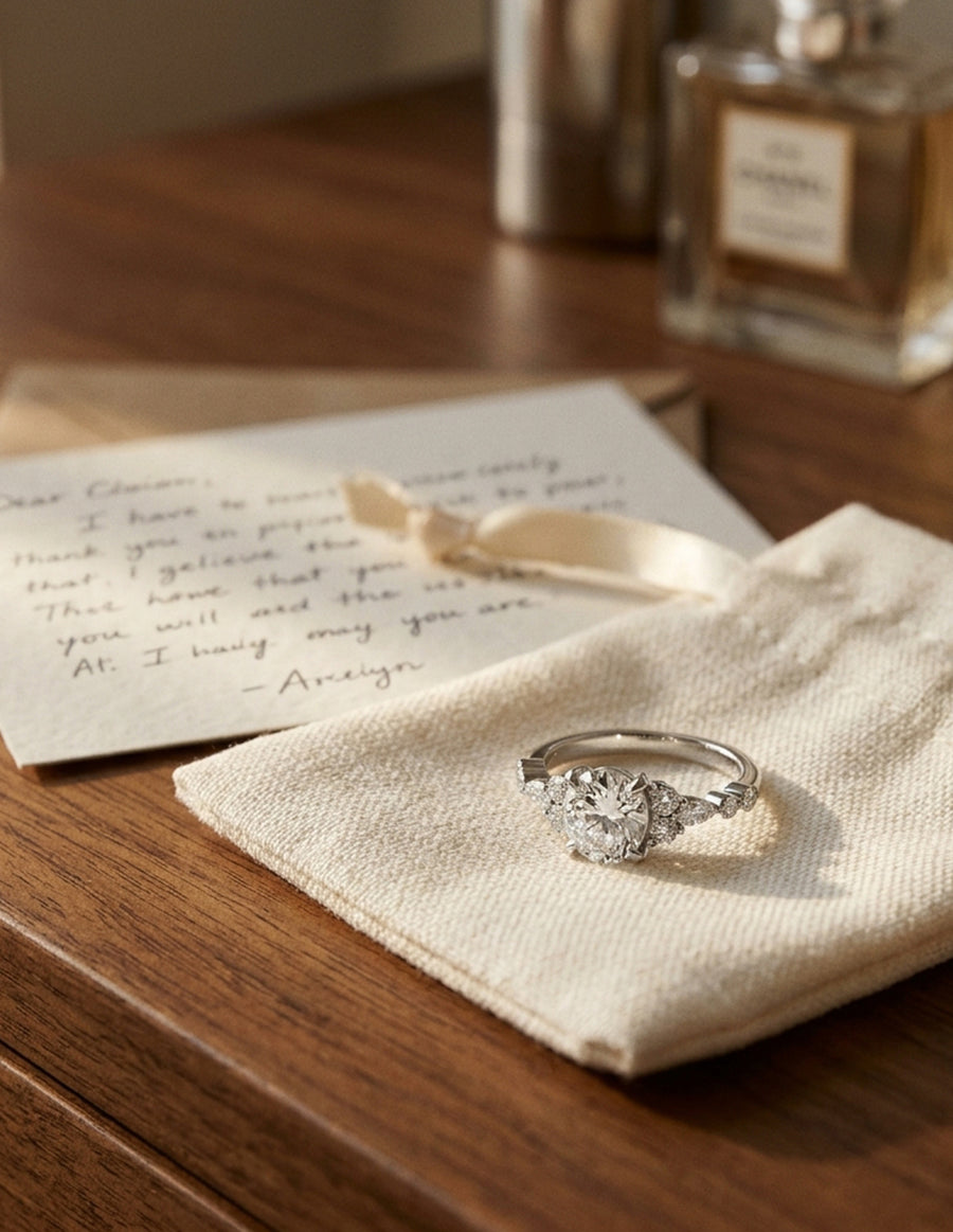 Anillo de Compromiso - piedras laterales - AMORE610-RD-CZ