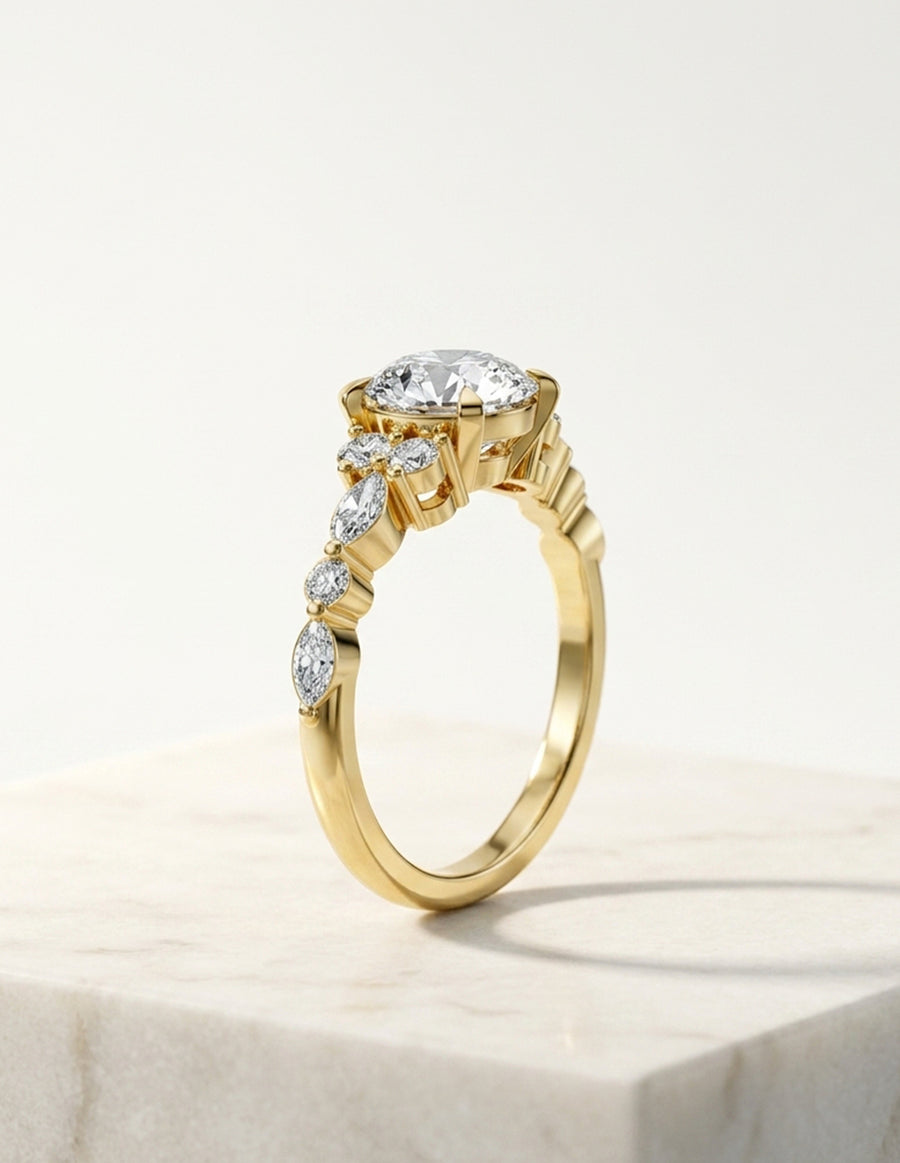 Anillo de Compromiso - piedras laterales - AMORE610-RD-CZ