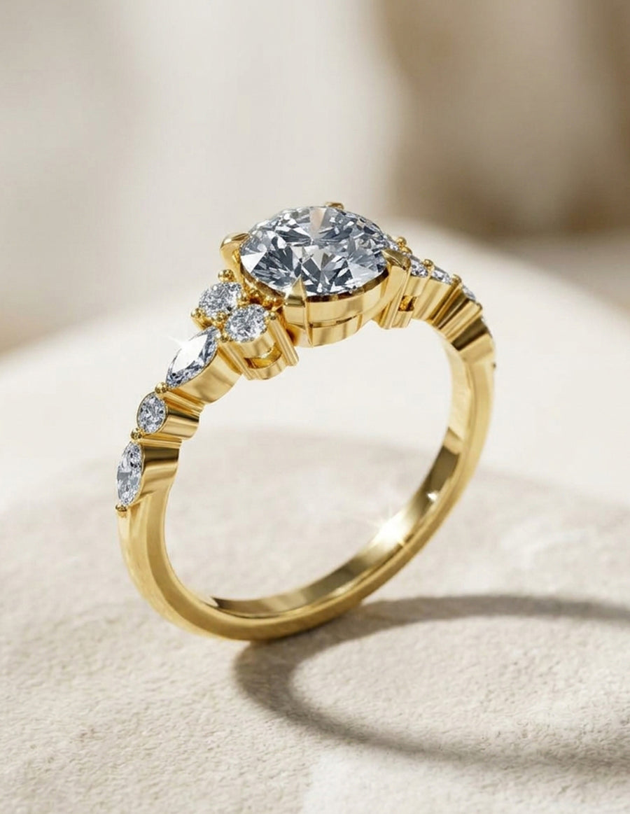 Anillo de Compromiso - piedras laterales - AMORE610-RD-CZ