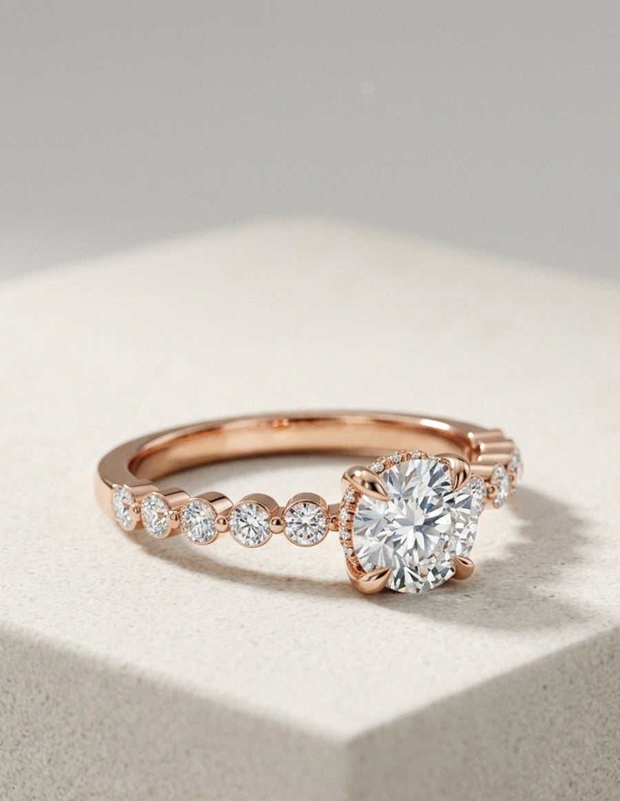Anillo de Compromiso - piedras laterales - AMORE611-RD-CZ