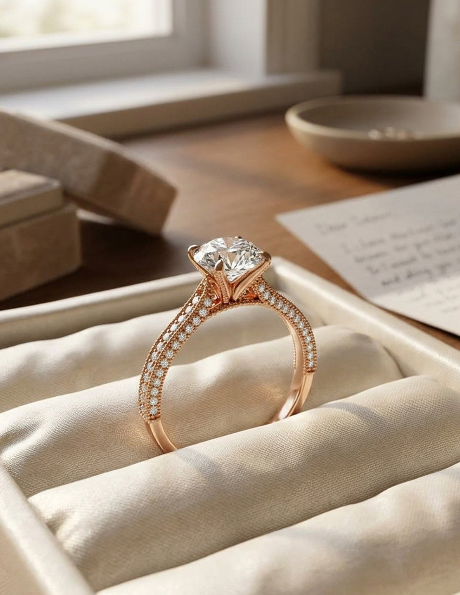 Anillo de Compromiso - pavé - AMORE615-RD-CZ