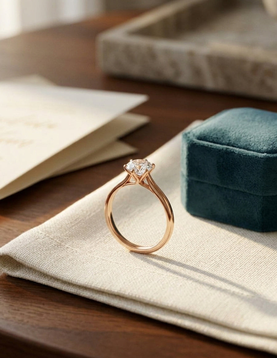 Anillo de Compromiso - solitario - AMORE616-RD-CZ