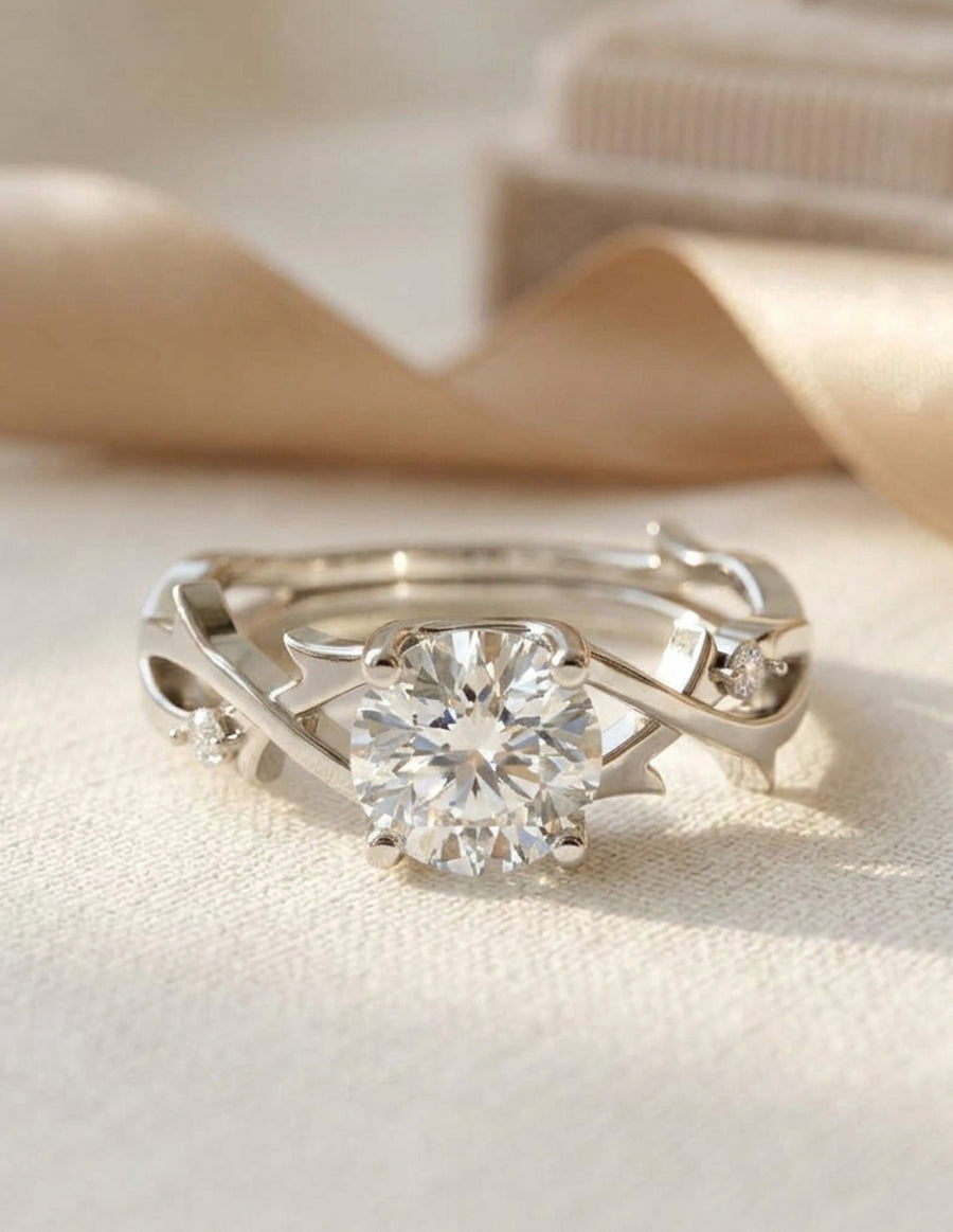 Anillo de Compromiso - piedras laterales - AMORE617-RD-CZ