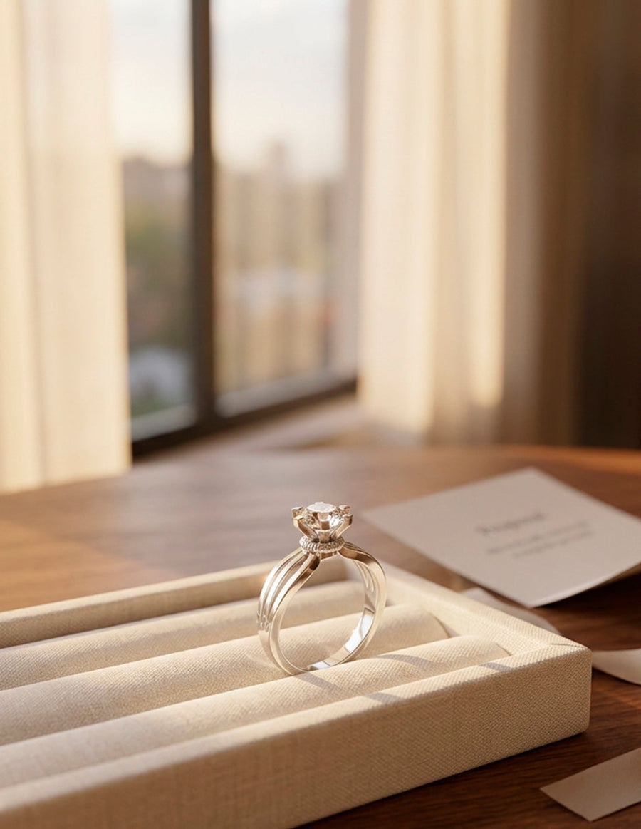 Anillo de Compromiso - solitario - AMORE62-RD-CZ