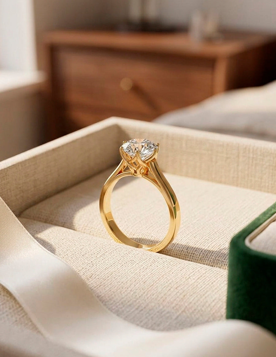 Anillo de Compromiso - solitario - AMORE63-RD-CZ