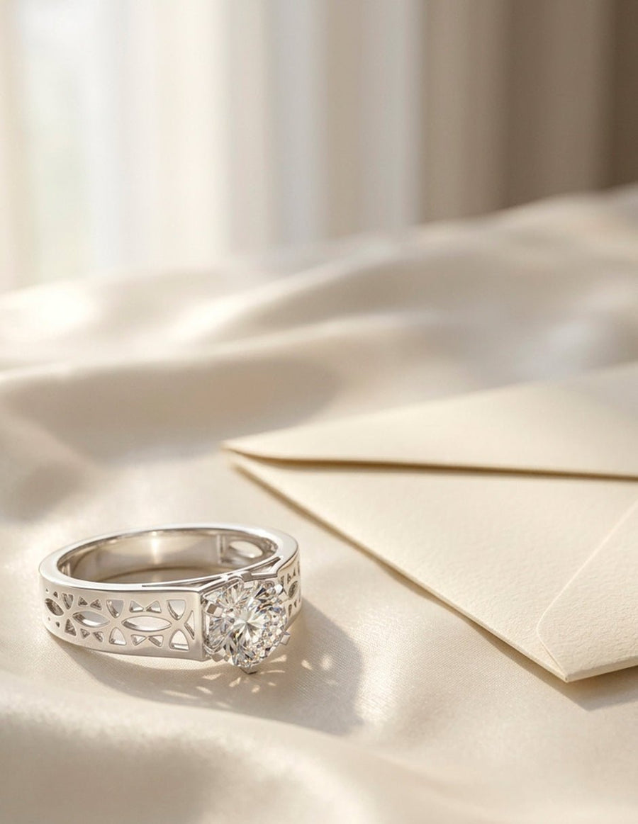 Anillo de Compromiso - solitario - AMORE65-RD-CZ