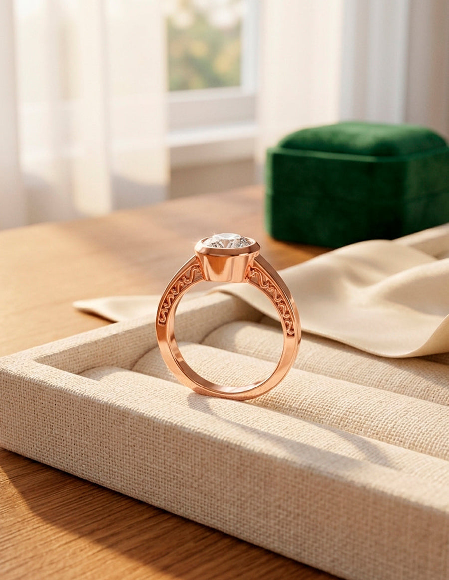 Anillo de Compromiso - solitario - AMORE66-RD-CZ