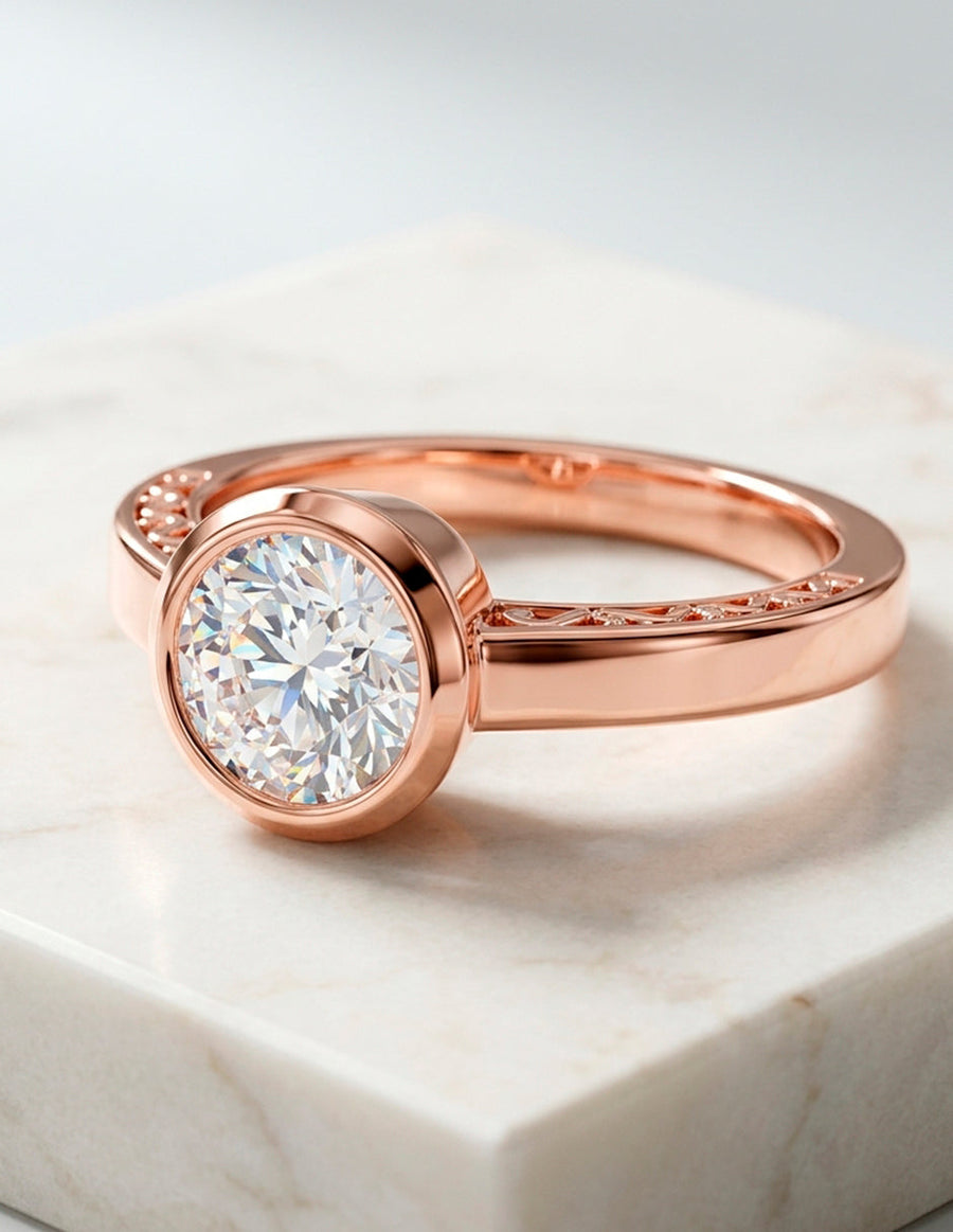 Anillo de Compromiso - solitario - AMORE66-RD-CZ