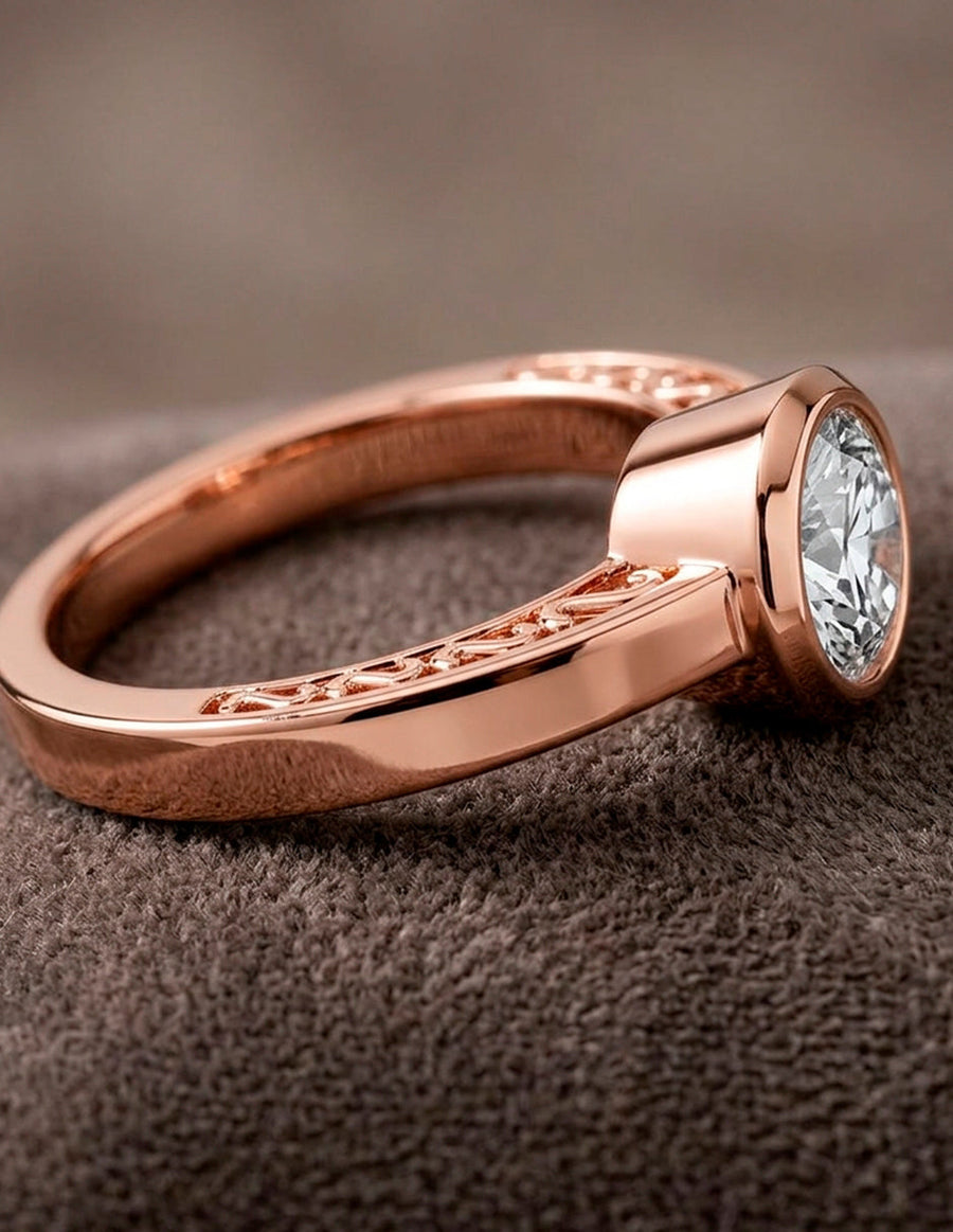 Anillo de Compromiso - solitario - AMORE66-RD-CZ