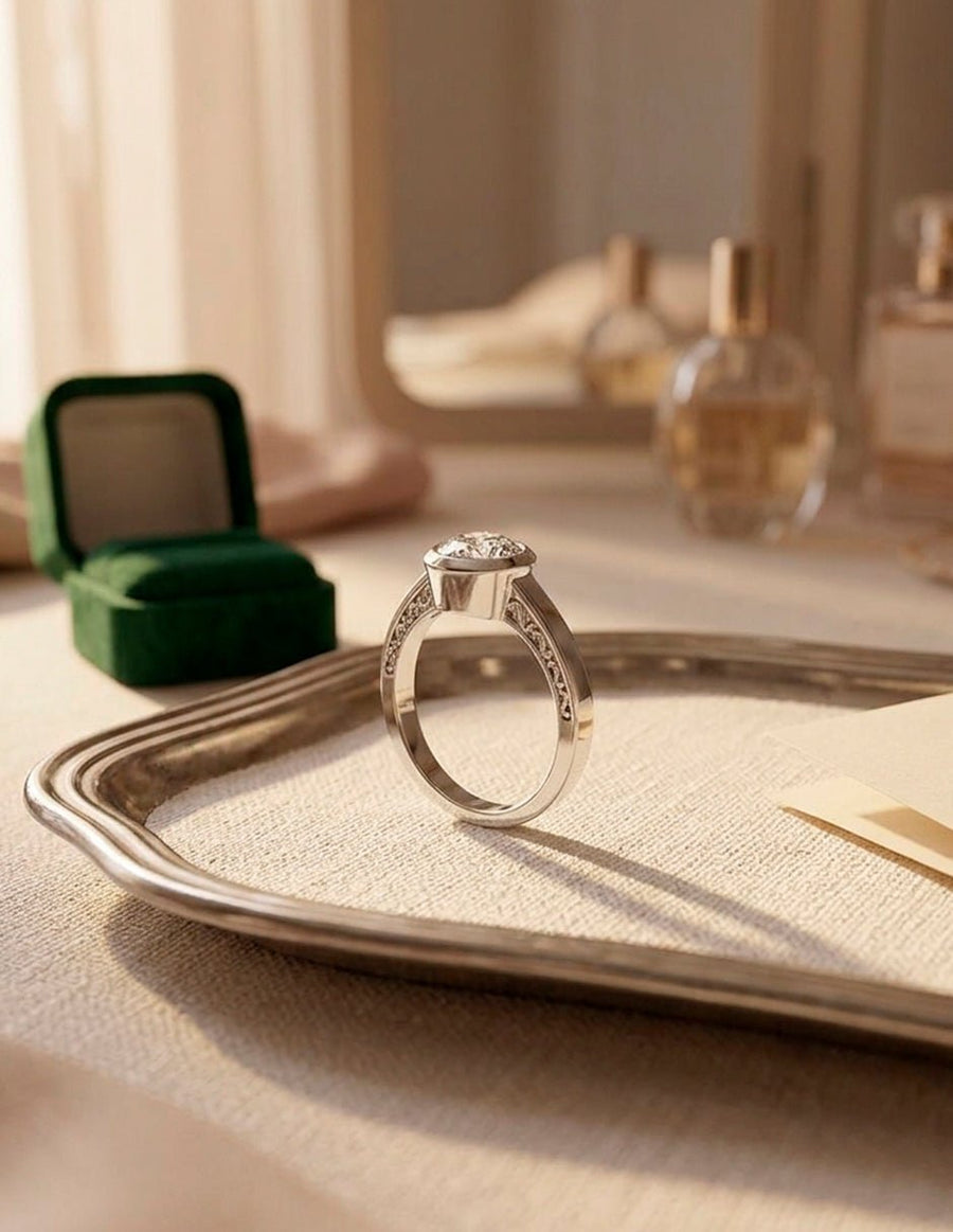 Anillo de Compromiso - solitario - AMORE66-RD-CZ