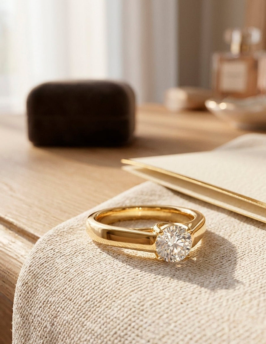 Anillo de Compromiso - solitario - AMORE68-RD-CZ