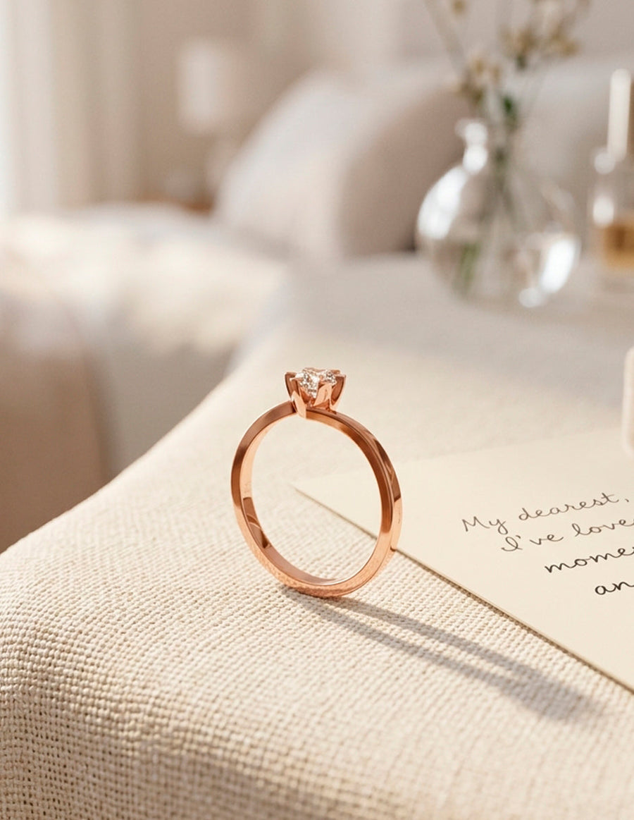 Anillo de Compromiso - solitario - AMORE7-RD-CZ