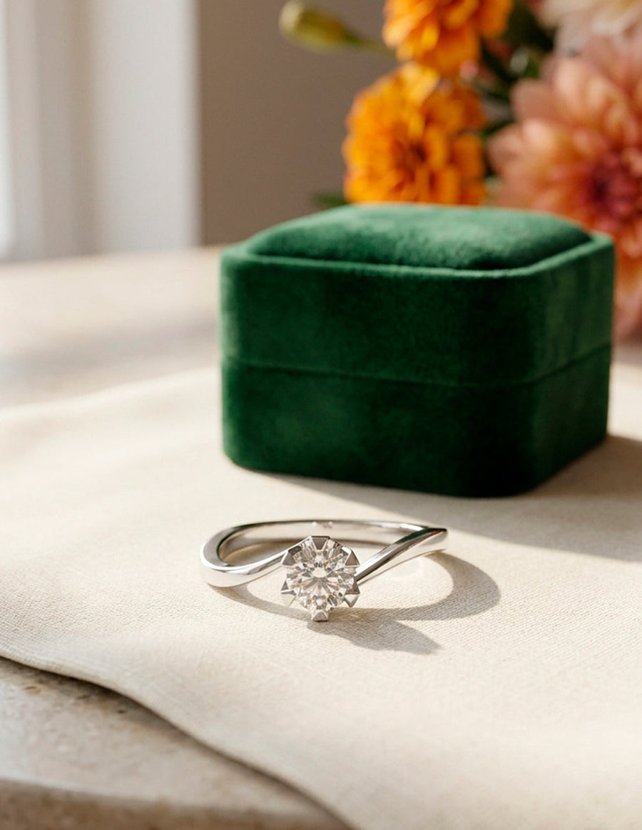 Anillo de Compromiso - solitario - AMORE7-RD-CZ