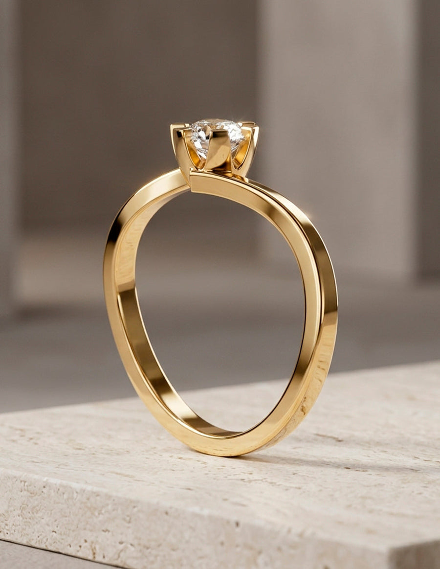 Anillo de Compromiso - solitario - AMORE7-RD-CZ