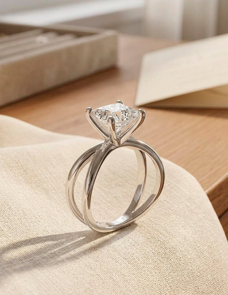 Anillo de Compromiso - solitario - AMORE75-PR-CZ