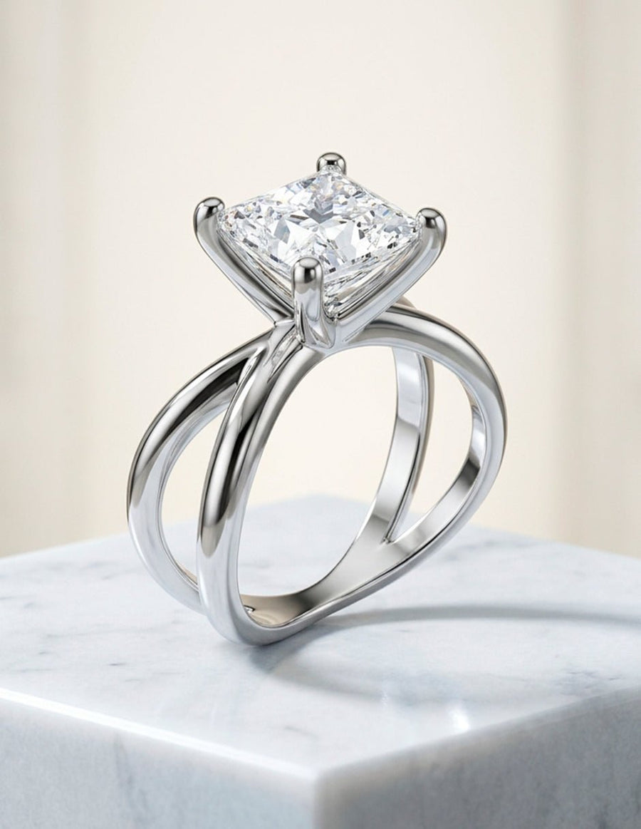 Anillo de Compromiso - solitario - AMORE75-PR-CZ