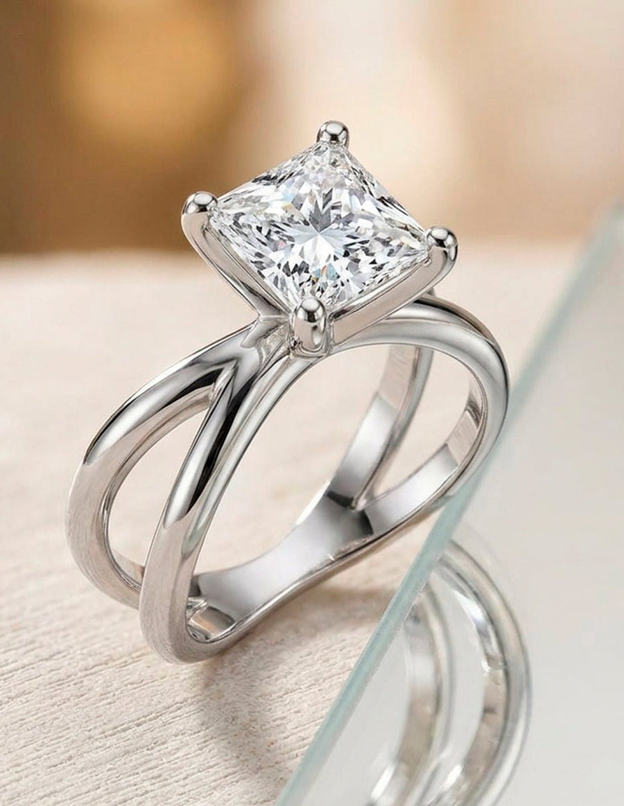 Anillo de Compromiso - solitario - AMORE75-PR-CZ
