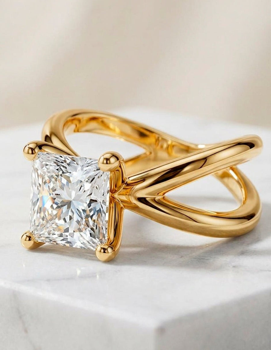 Anillo de Compromiso - solitario - AMORE75-PR-CZ
